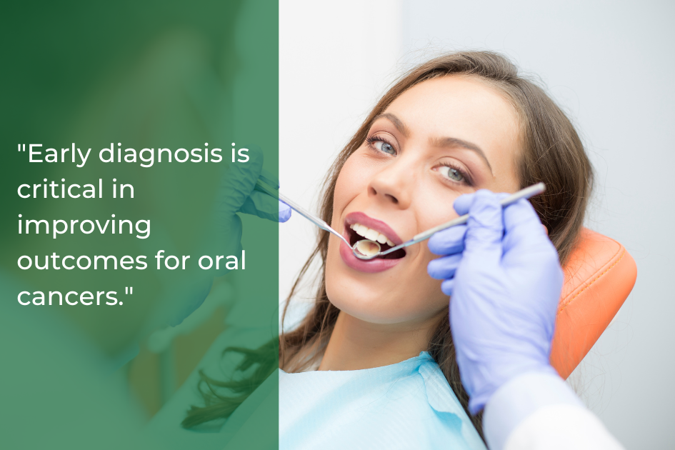 A dentist examines a woman