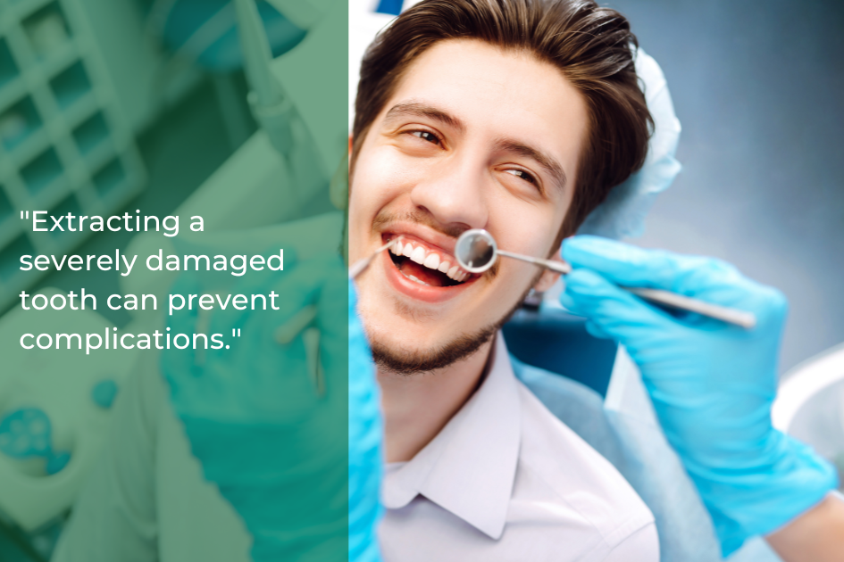 A dentist examines a smiling man