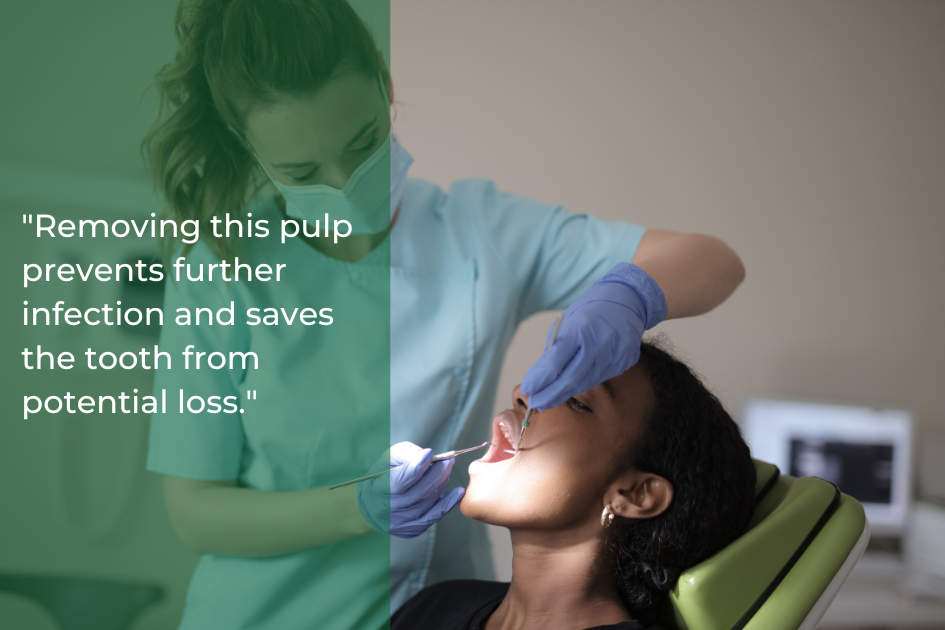 Dentist in blue scrubs and gloves examines a patient