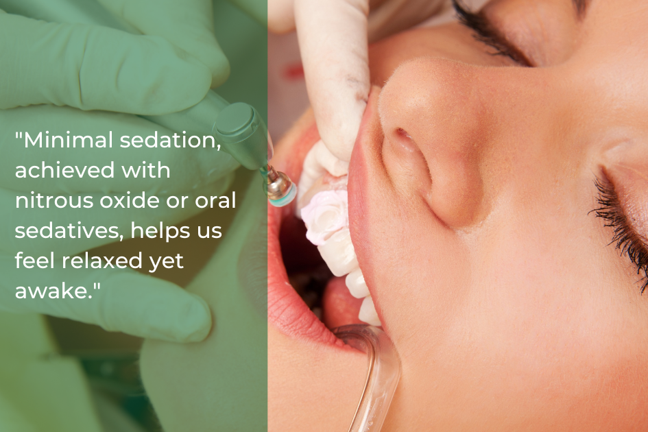 Close-up of a woman receiving dental treatment with a dentist