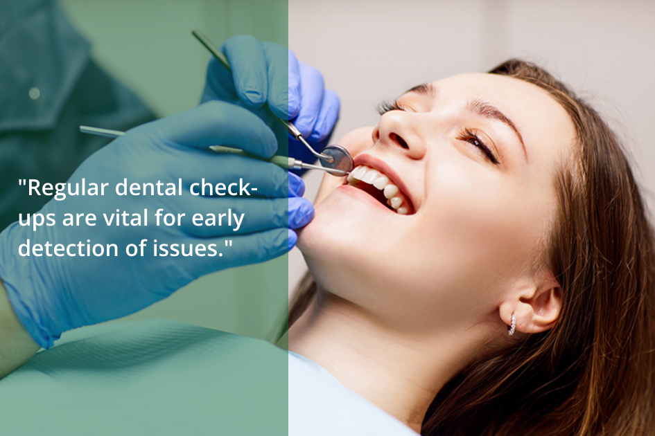 A dentist examines a young woman