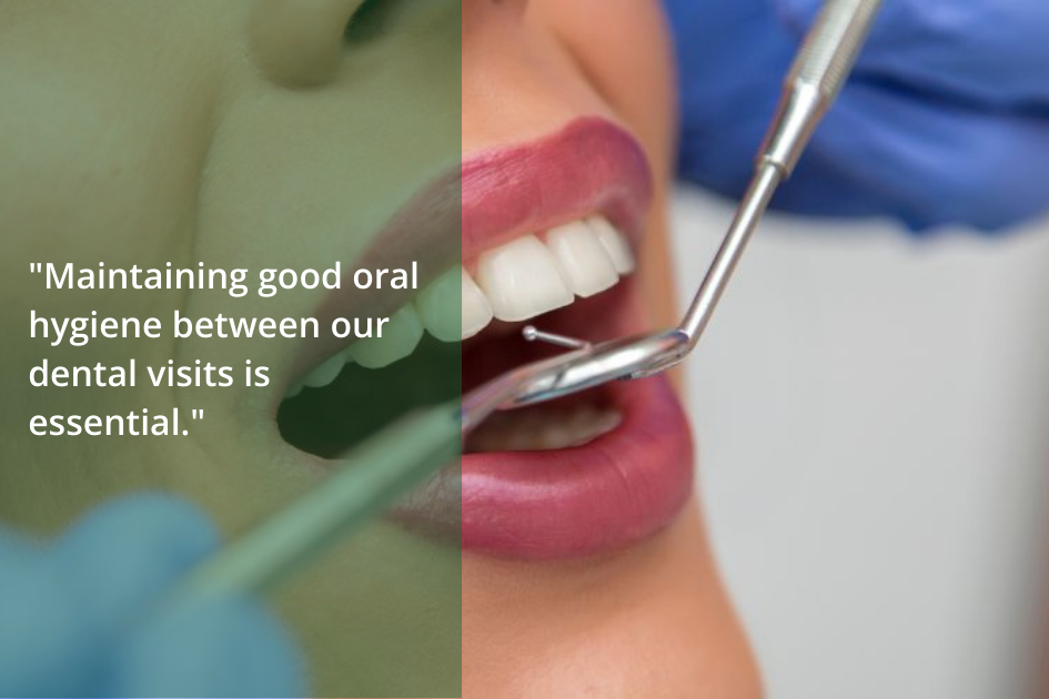 Close-up of a dental check-up with a dental tool examining a patient