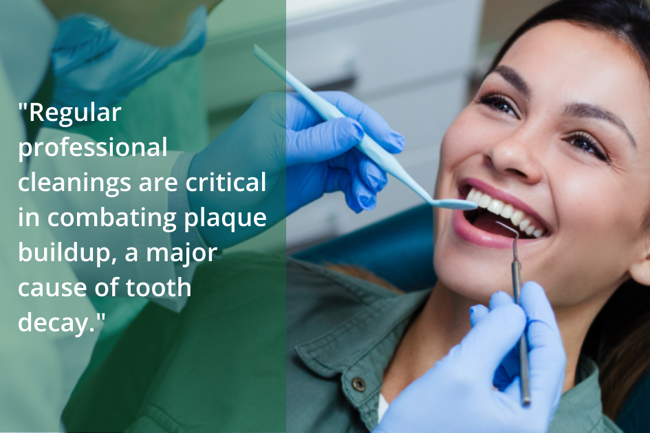 Regular professional cleanings are essential for maintaining good oral health and preventing plaque buildup, which is a leading cause of tooth decay. These routine dental cleanings offer numerous benefits such as removing stubborn plaque, reducing