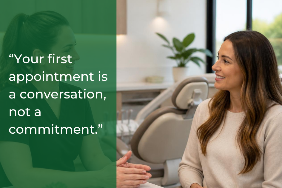 “Your first appointment is a conversation, not a commitment.” - Mallard Creek Dental.png